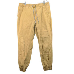Aeropostale Mens Jogger Pants Brown Large Drawstring Waistband Tapered Cotton